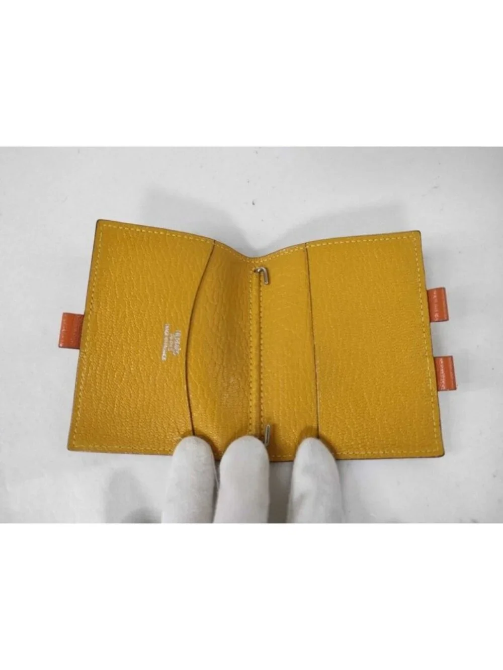 Hermes Notebook Case Agenda Mini Orange Yellow Leather Stationery